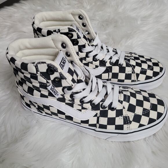 Vans Filmore Hi Checkerboard Women’s 6 Black White Skate Sneakers EUC - Picture 1 of 9